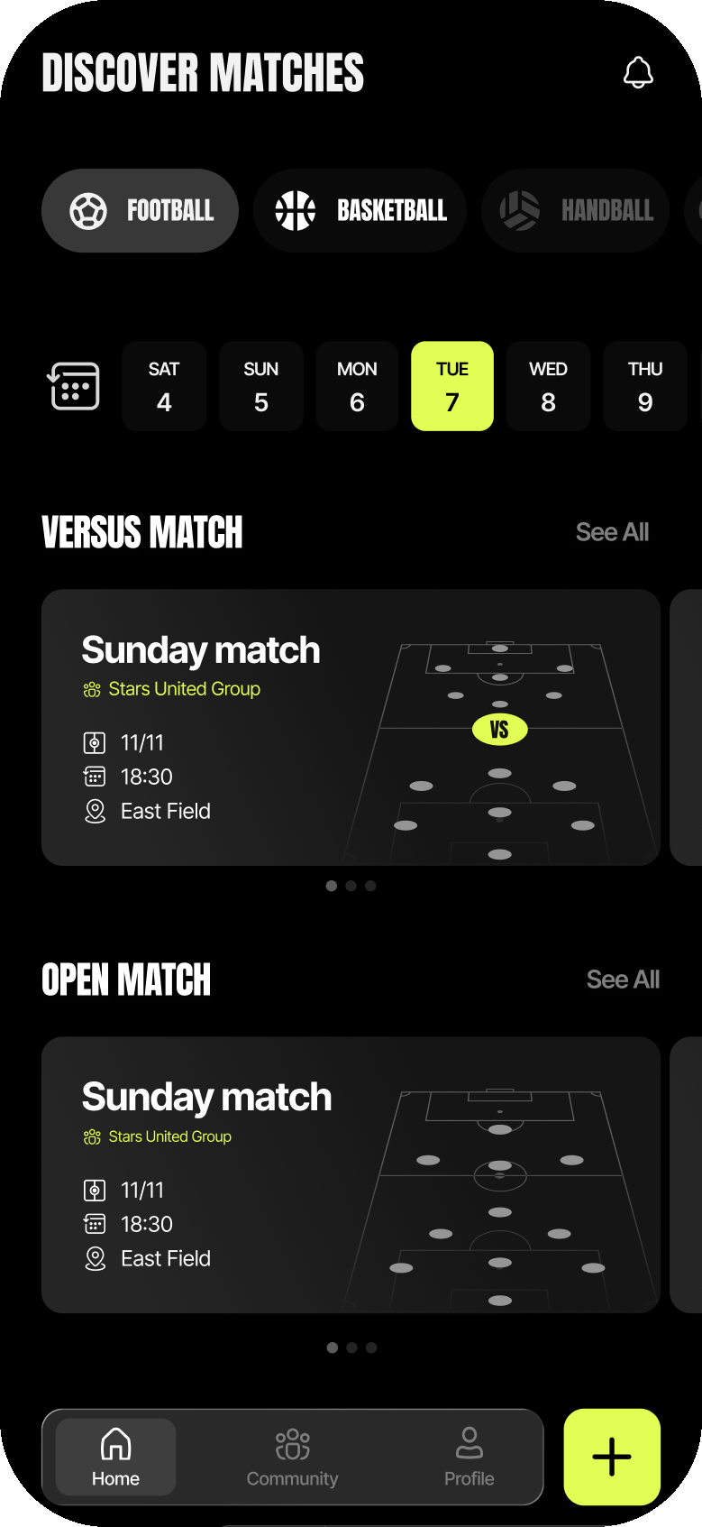 A SportTimes match-day view showing your confirmed lineup